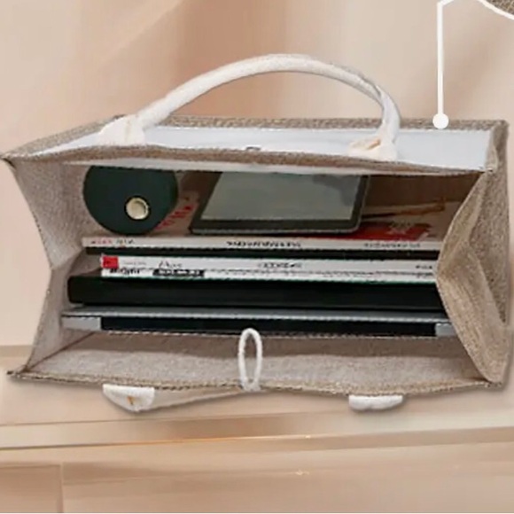 NEW! Palm Tree Burlap & White Canvas Tote - Picture 2 of 4